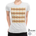 tシャツ レディース 半袖 白地 デザイン M L 白 ホワイト グレー Tシャツ ティーシャツ T shirt 008111 チェック・ボーダー チェック オ...