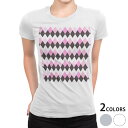 tシャツ レディース 半袖 白地 デザイン M L 白 ホワイト グレー Tシャツ ティーシャツ T shirt 008113 チェック・ボーダー チェック ピ...
