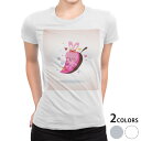 tシャツ レディース 半袖 白地 デザイン M L 白 ホワイト グレー Tシャツ ティーシャツ T shirt 008361 ユニーク ピンク 兎 うさぎ イラスト ハート