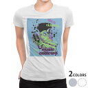 tシャツ レディース 半袖 白地 デザイン M L 白 ホワイト グレー Tシャツ ティーシャツ T shirt 008518 ユニーク イラスト 音楽 モンスター