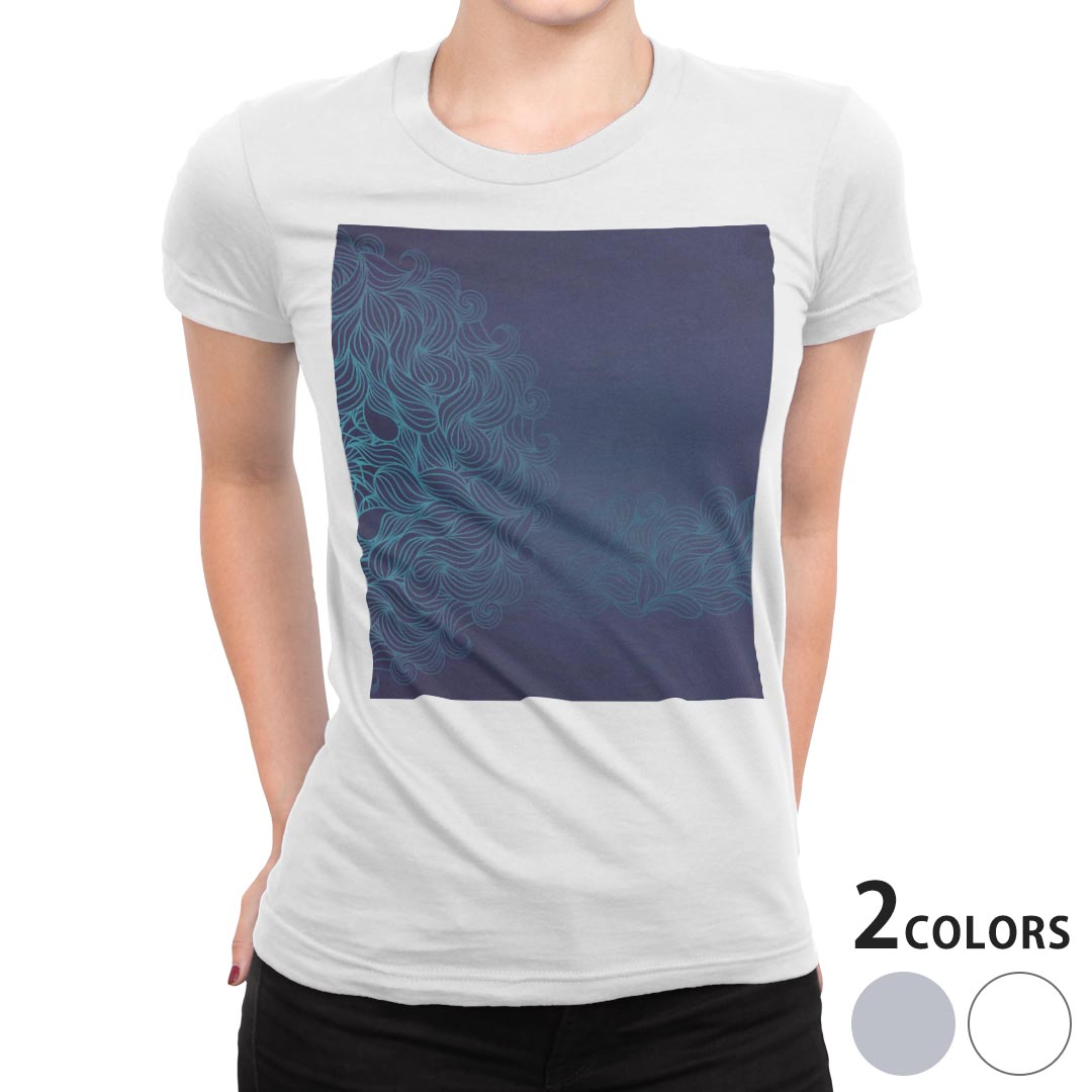 tシャツ レディース 半袖 白地 デザイン M L 白 ホワイト グレー Tシャツ ティーシャツ T shirt 008562 クール ハート 青 ブルー 模様
