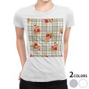 tシャツ レディース 半袖 白地 デザイン M L 白 ホワイト グレー Tシャツ ティーシャツ T shirt 008772 アニマル チェック 熊 テディベア