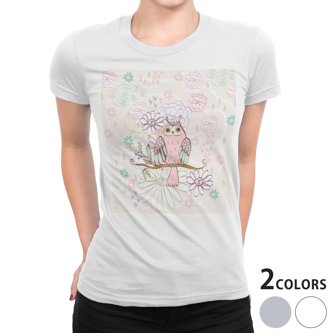 tシャツ レディース 半袖 白地 デザイン M L 白 ホワイト グレー Tシャツ ティーシ...