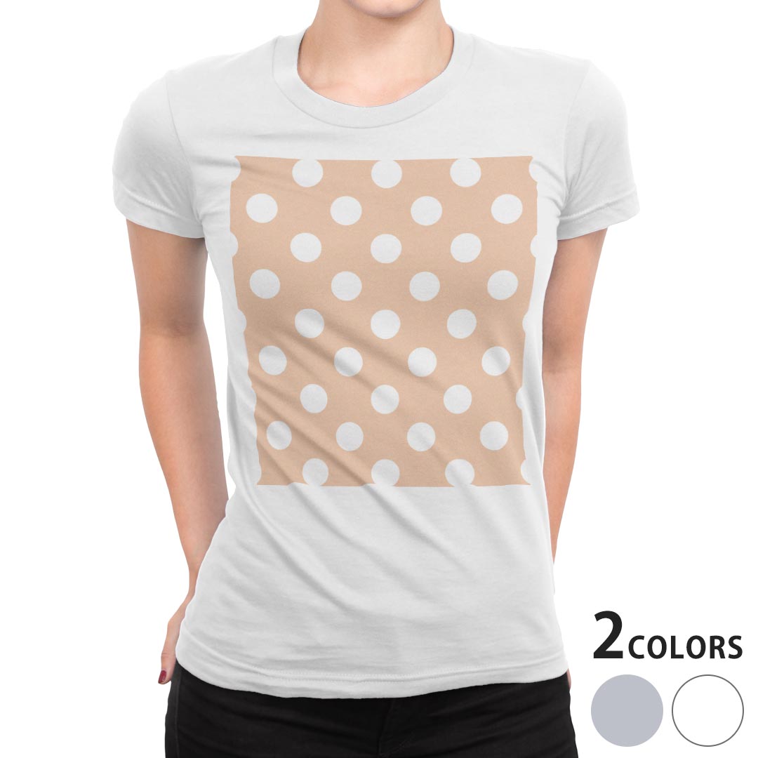 tシャツ レディース 半袖 白地 デザイン M L 白 ホワイト グレー Tシャツ ティーシャツ T shirt 009075 その他 シンプル 水玉 ドット オレンジ