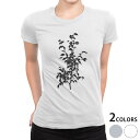 tシャツ レディース 半袖 白地 デザイン M L 白 ホワイト グレー Tシャツ ティーシャツ T shirt 009148 植物 イラスト 黒(4)