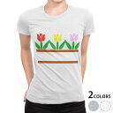 tシャツ レディース 半袖 白地 デザイン M L 白 ホワイト グレー Tシャツ ティーシャツ T shirt 009292 フラワー チューリップ