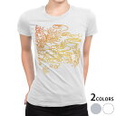 tシャツ レディース 半袖 白地 デザイン M L 白 ホワイト グレー Tシャツ ティーシャツ T shirt 009343 植物 紅葉 オレンジ