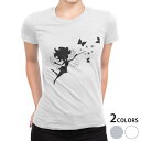 tシャツ レディース 半袖 白地 デザイン M L 白 ホワイト グレー Tシャツ ティーシャツ T shirt 009353 キャラクター 蝶 モノクロ