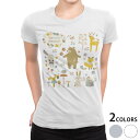 tシャツ レディース 半袖 白地 デザイン M L 白 ホワイト グレー Tシャツ ティーシャツ T shirt 009401 動物 キャラクター 植物(4)