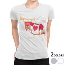 tシャツ レディース 半袖 白地 デザイン M L 白 ホワイト グレー Tシャツ ティーシャツ T shirt 009434 キャラクター うさぎ 音楽