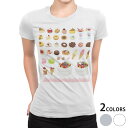 tシャツ レディース 半袖 白地 デザイン M L 白 ホワイト グレー Tシャツ ティーシャツ T shirt 009489 デザート カラフル マカロン