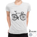 tシャツ レディース 半袖 白地 デザイン M L 白 ホワイト グレー Tシャツ ティーシャツ T shirt 009765 乗り物 自転車 モノクロ