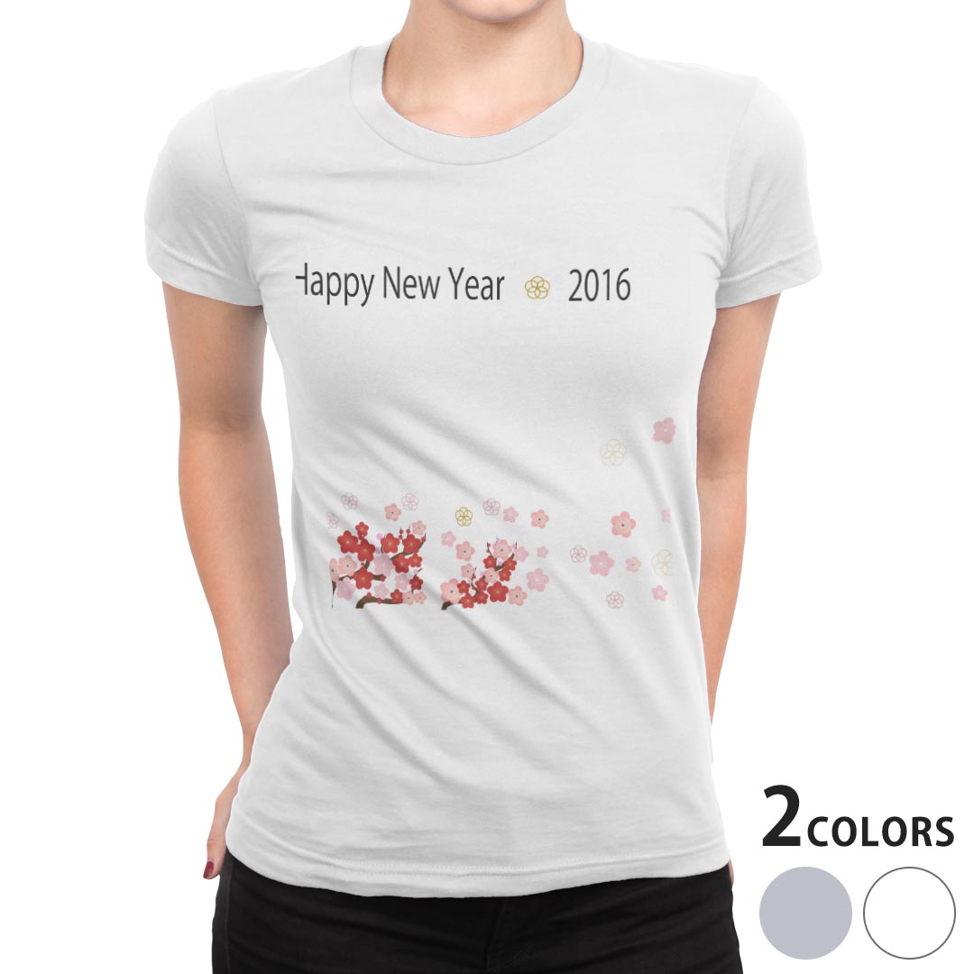 tシャツ レディース 半袖 白地 デザイン M L 白 ホワイト グレー Tシャツ ティーシャツ T shirt 009834 フラワー 桜 赤 ピンク
