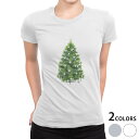 tシャツ レディース 半袖 白地 デザイン M L 白 ホワイト グレー Tシャツ ティーシャツ T shirt 009841 クリスマス ツリー 緑