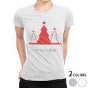 tシャツ レディース 半袖 白地 デザイン M L 白 ホワイト グレー Tシャツ ティーシャツ T shirt 009939 クリスマス ツリー 赤