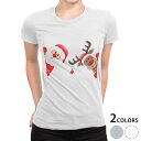 tシャツ レディース 半袖 白地 デザイン M L 白 ホワイト グレー Tシャツ ティーシャツ T shirt 009949 クリスマス サンタ キャラクター