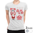 tシャツ レディース 半袖 白地 デザイン M L 白 ホワイト グレー Tシャツ ティーシャツ T shirt 009969 クリスマス サンタ 赤