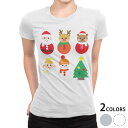 tシャツ レディース 半袖 白地 デザイン M L 白 ホワイト グレー Tシャツ ティーシャツ T shirt 009994 クリスマス サンタ キャラクター