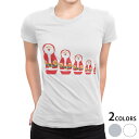 tシャツ レディース 半袖 白地 デザイン M L 白 ホワイト グレー Tシャツ ティーシャツ T shirt 010013 クリスマス サンタ キャラクター