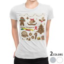 tシャツ レディース 半袖 白地 デザイン M L 白 ホワイト グレー Tシャツ ティーシャツ T shirt 010014 クリスマス ツリー 英語