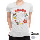 tシャツ レディース 半袖 白地 デザイン S M L XL Tシャツ ティーシャツ T shirt 010032 クリスマス　リボン　英語