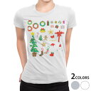 tシャツ レディース 半袖 白地 デザイン M L 白 ホワイト グレー Tシャツ ティーシャツ T shirt 010059 クリスマス ツリー リボン
