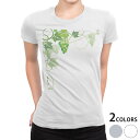 tシャツ レディース 半袖 白地 デザイン M L 白 ホワイト グレー Tシャツ ティーシャツ T shirt 010077 植物 ぶどう 緑
