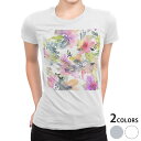 tシャツ レディース 半袖 白地 デザイン S M L XL Tシャツ ティーシャツ T shirt 010236 フラワー　花　水彩