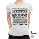 tシャツ レディース 半袖 白地 デザイン M L 白 ホワイト グレー Tシャツ ティーシャツ T shirt 010277 トライバル柄 模様 白 黒(4)