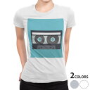 tシャツ レディース 半袖 白地 デザイン M L 白 ホワイト グレー Tシャツ ティーシャツ T shirt 010290 カセット テープ 黒