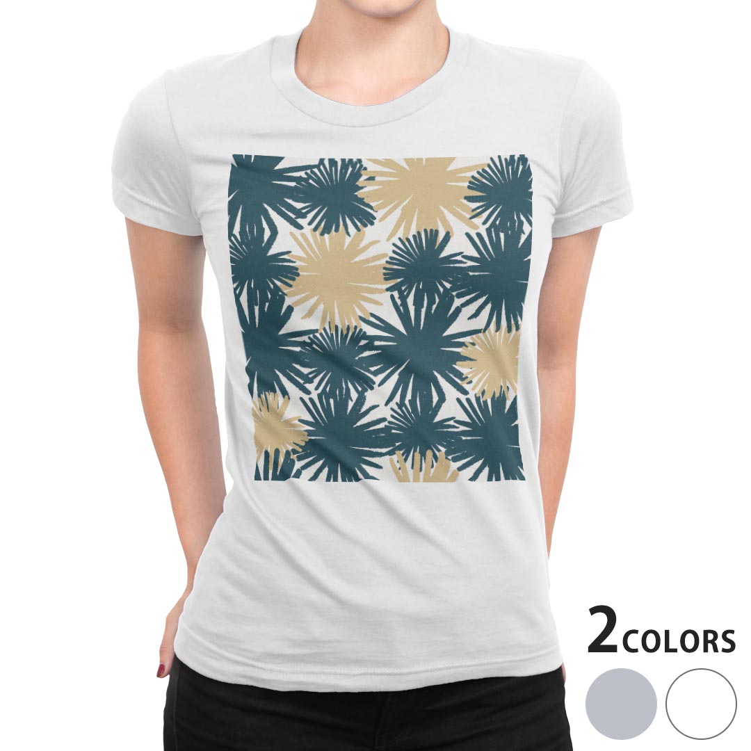 tシャツ レディース 半袖 白地 デザイン M L 白 ホワイト グレー Tシャツ ティーシャツ T shirt 010366 フラワー イラスト 花