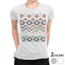 tシャツ レディース 半袖 白地 デザイン M L 白 ホワイト グレー Tシャツ ティーシャツ T shirt 010676 ネイティブ柄 カラフル(4)