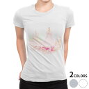 tシャツ レディース 半袖 白地 デザイン S M L XL Tシャツ ティーシャツ T shirt 010814 ドレス　花　ピンク
