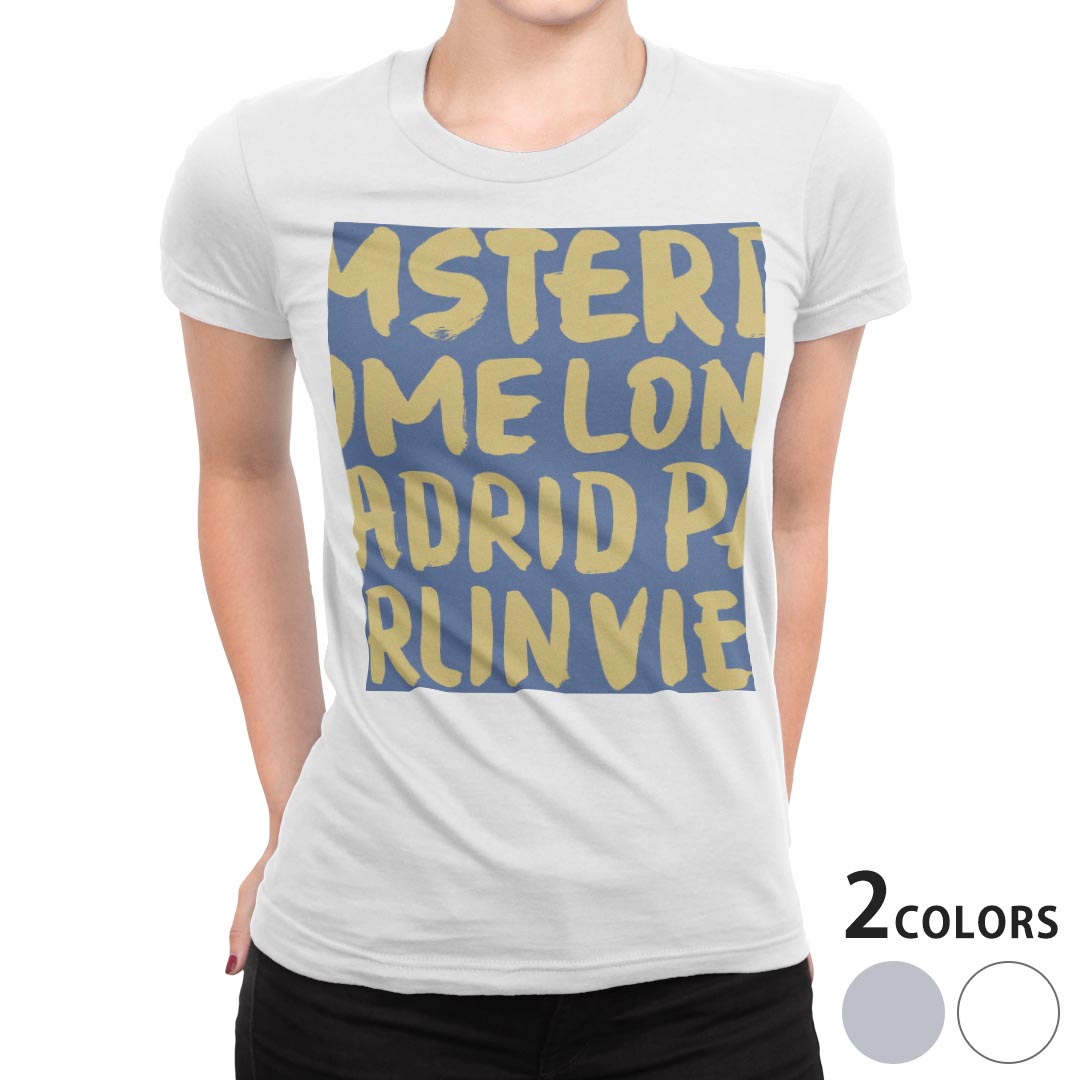 tシャツ レディース 半袖 白地 デザイン M L 白 ホワイト グレー Tシャツ ティーシャツ T shirt 010989 英語　外国　名前