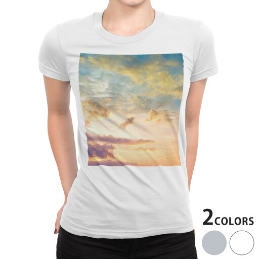 tシャツ レディース 半袖 白地 デザイン M L 白 ホワイト グレー Tシャツ ティーシャツ T shirt 011092 空 写真 夕焼け tシャツ レディース 半袖 白地 デザイン M L 白 ホワイト グレー Tシャツ ティーシャツ T shirt 011092 空 写真 夕焼け
