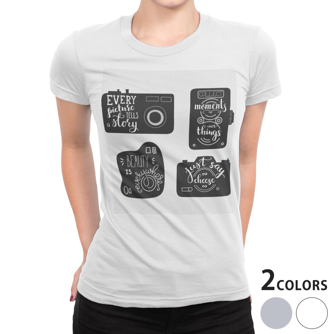 tシャツ レディース 半袖 白地 デザイン S M L XL Tシャツ ティーシャツ T shirt 011102 カメラ　写真　英語
