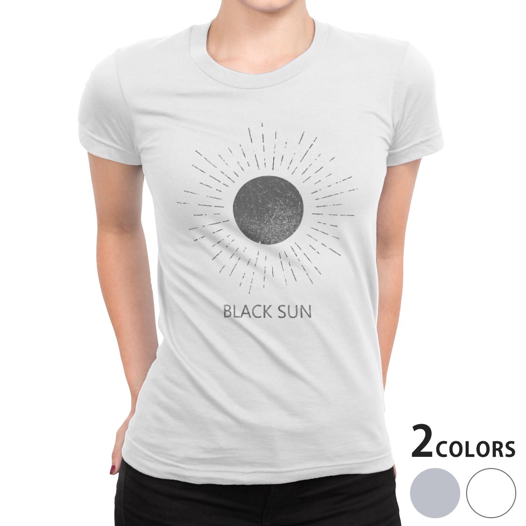 tシャツ レディース 半袖 白地 デザイン M L 白 ホワイト グレー Tシャツ ティーシャツ T shirt 011521 太陽 英語 黒