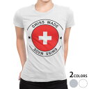 tシャツ レディース 半袖 白地 デザイン M L 白 ホワイト グレー Tシャツ ティーシャツ T shirt 011643 スイス 外国 国旗(4)