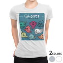 tシャツ レディース 半袖 白地 デザイン M L 白 ホワイト グレー Tシャツ ティーシャツ T shirt 011692 おばけ キャラクター ゴースト
