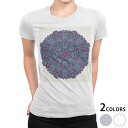 tシャツ レディース 半袖 白地 デザイン M L 白 ホワイト グレー Tシャツ ティーシャツ T shirt 011766 模様 エレガント 紫(4)