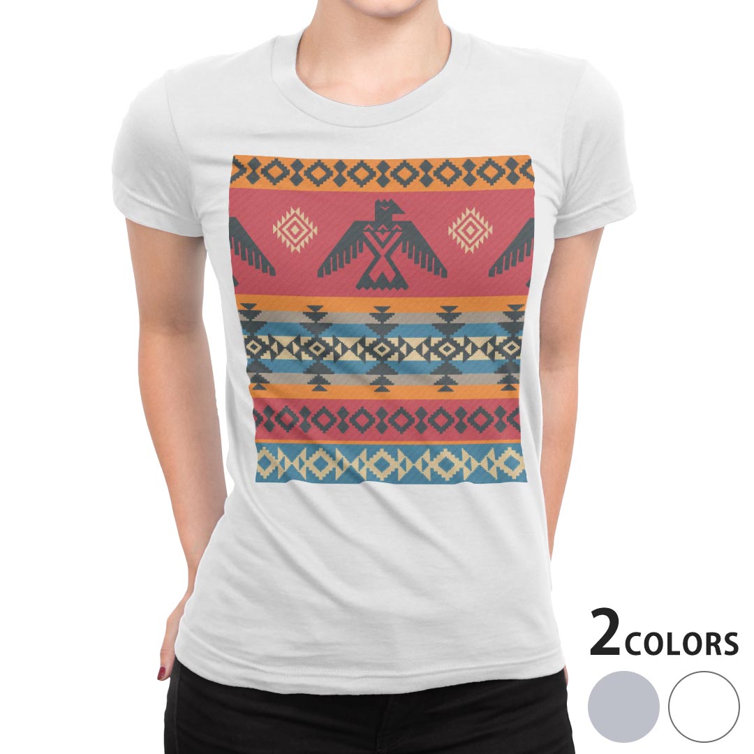 tシャツ レディース 半袖 白地 デザイン M L 白 ホワイト グレー Tシャツ ティーシャツ T shirt 011871 鳥　模様　おしゃれ(4.0)