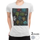 tシャツ レディース 半袖 白地 デザイン M L 白 ホワイト グレー Tシャツ ティーシャツ T shirt 011955 木 黒 カラフル(4)