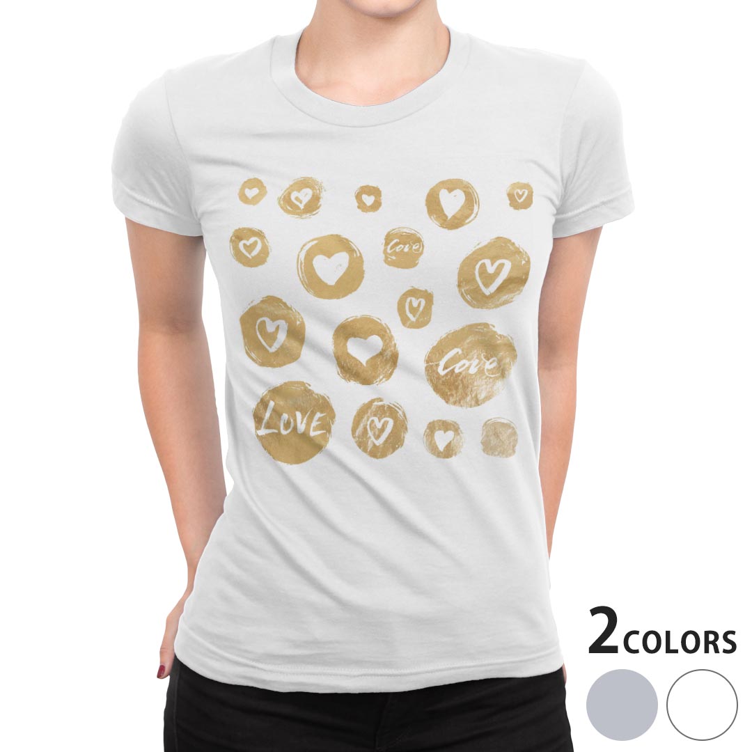 tシャツ レディース 半袖 白地 デザイン M L 白 ホワイト グレー Tシャツ ティーシャツ T shirt 012043 ハート 英語 文字