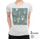 tシャツ レディース 半袖 白地 デザイン S M L XL Tシャツ ティーシャツ T shirt 012188 花　緑　植物