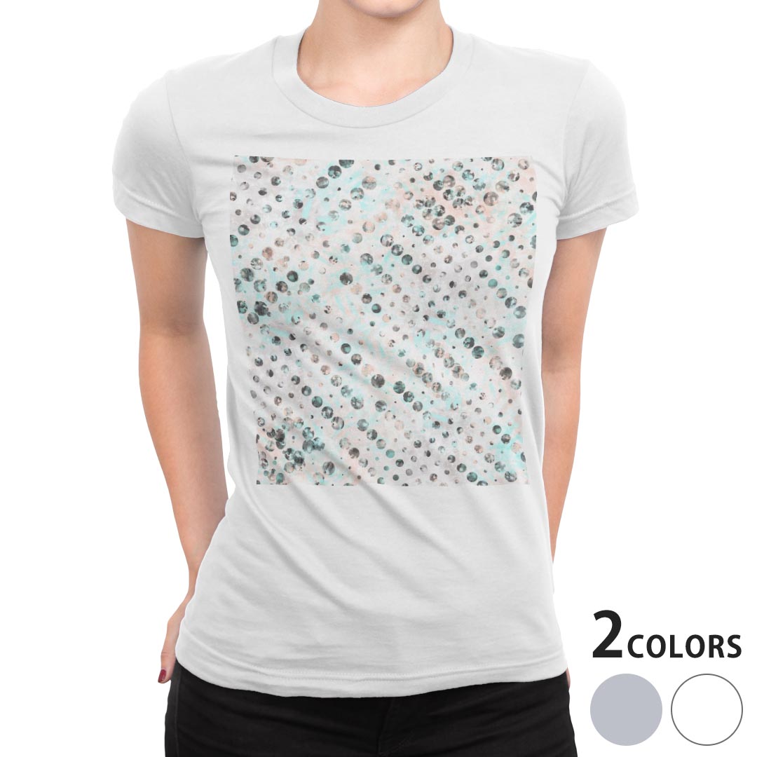 tシャツ レディース 半袖 白地 デザイン M L 白 ホワイト グレー Tシャツ ティーシャツ T shirt 012198 ドット　水玉　シンプル kabekore-10508971 kabeコレ パッケージ画像