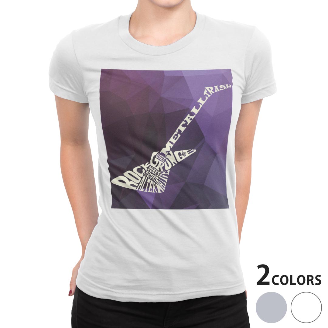 tシャツ レディース 半袖 白地 デザイン M L 白 ホワイト グレー Tシャツ ティーシャツ T shirt 012309 ギター かっこいい 英語