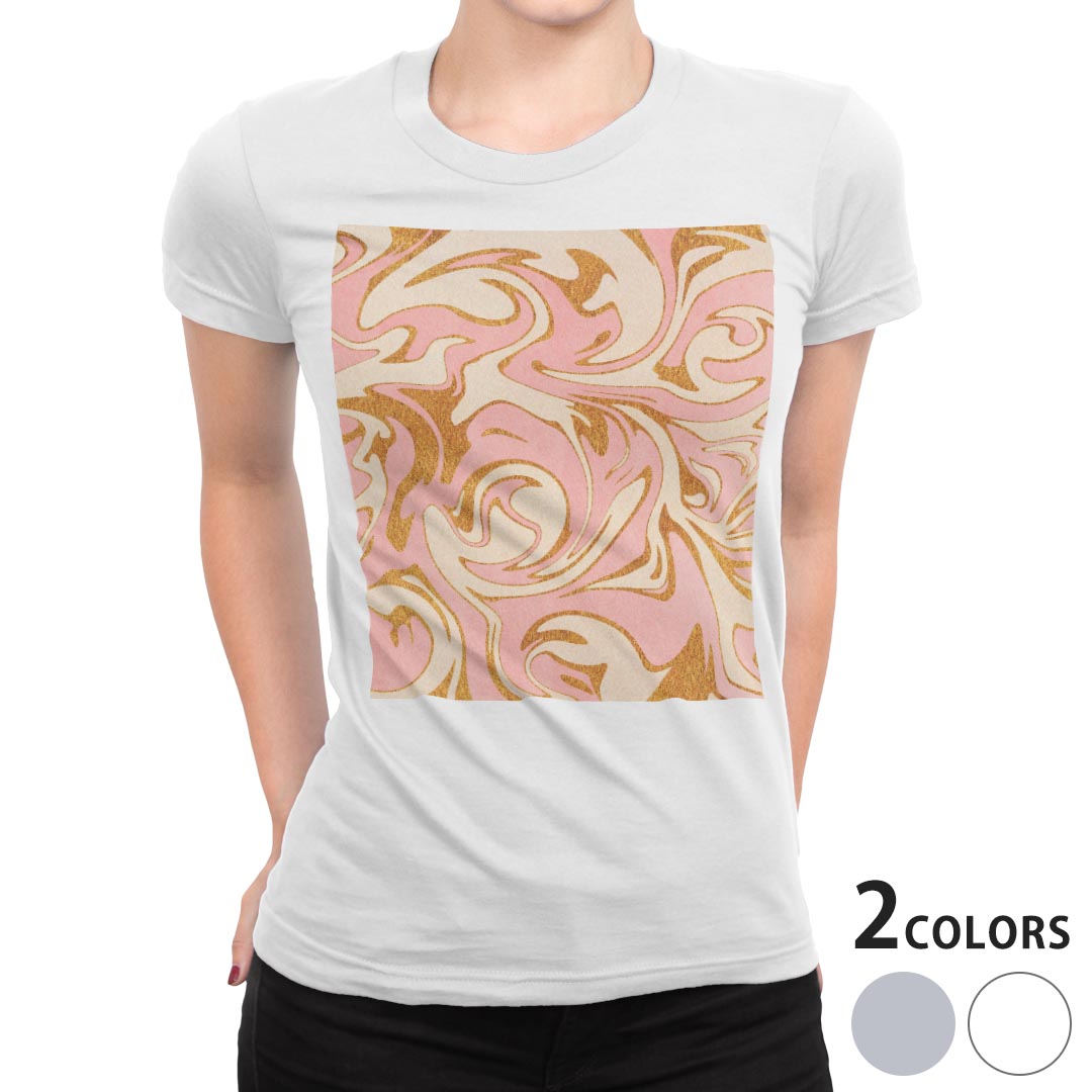 tシャツ レディース 半袖 白地 デザイン M L 白 ホワイト グレー Tシャツ ティーシャツ T shirt 012819 マーブル 柄 模様