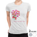 tシャツ レディース 半袖 白地 デザイン M L 白 ホワイト グレー Tシャツ ティーシャツ T shirt 012907 母の日 カーネーション 花
