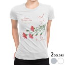 tシャツ レディース 半袖 白地 デザイン M L 白 ホワイト グレー Tシャツ ティーシャツ T shirt 012908 母の日 カーネーション 花