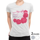 tシャツ レディース 半袖 白地 デザイン M L 白 ホワイト グレー Tシャツ ティーシャツ T shirt 012909 母の日 カーネーション 花